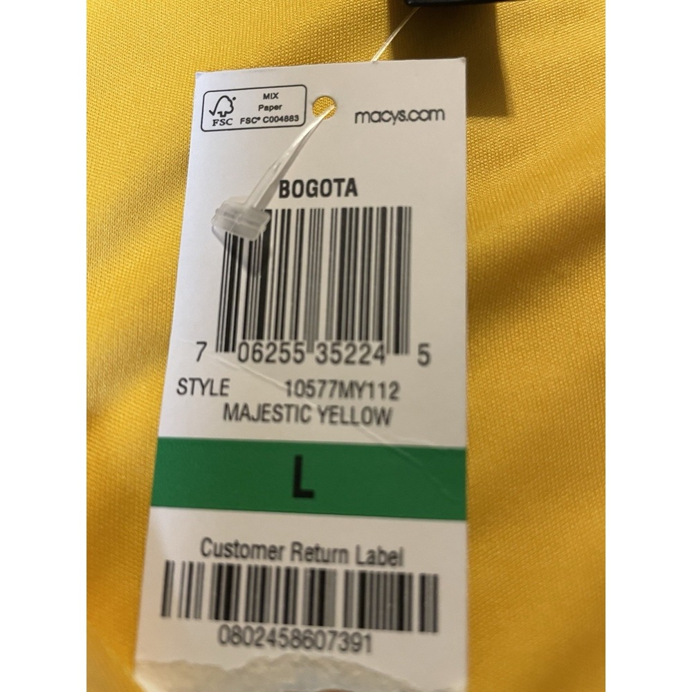Thalia Sodi Studded Faux Wrap Dress L Yellow Gold Side Ruched  Slanted Hem Party - Picture 15 of 16
